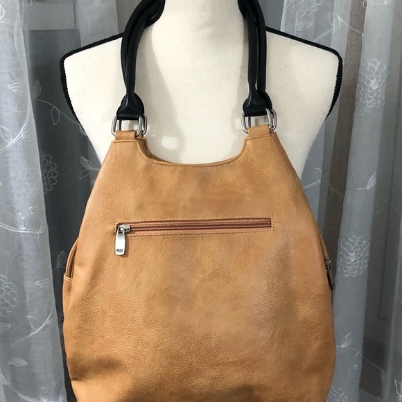 Espe handbag brown and  black with red flower - Picture 5 of 14